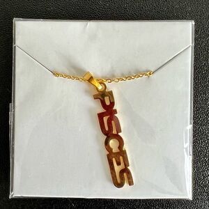Gold Personality Zodiac vertical Necklaces, Horoscope pendants Star sign